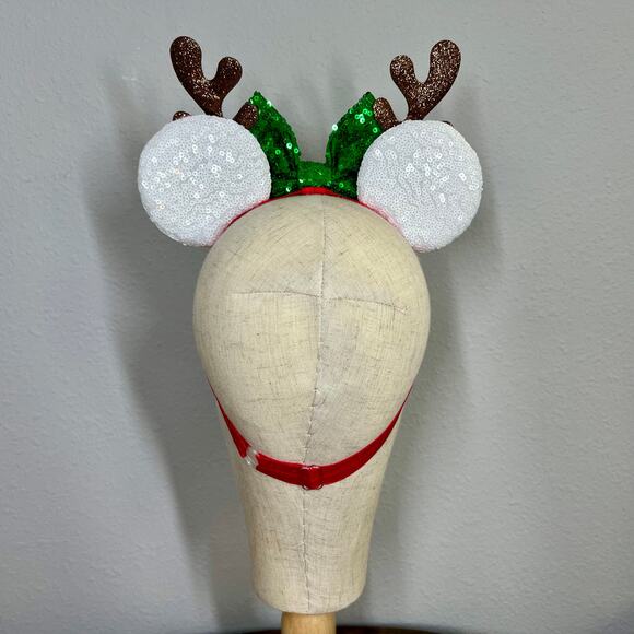 North Pole Peppermint Elastic Minnie Ears | Disney-Inspired Christmas Mouse Ears - Picture 4 of 5